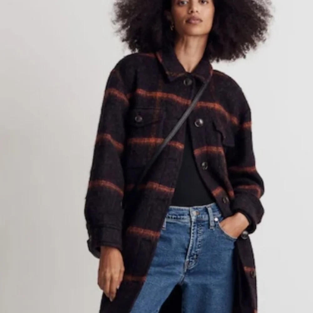 MADEWELL SZ S OVERSIZED SOICED RUM WINDOWPANE LONG COAT NWOT RTL $199 - Picture 4 of 11